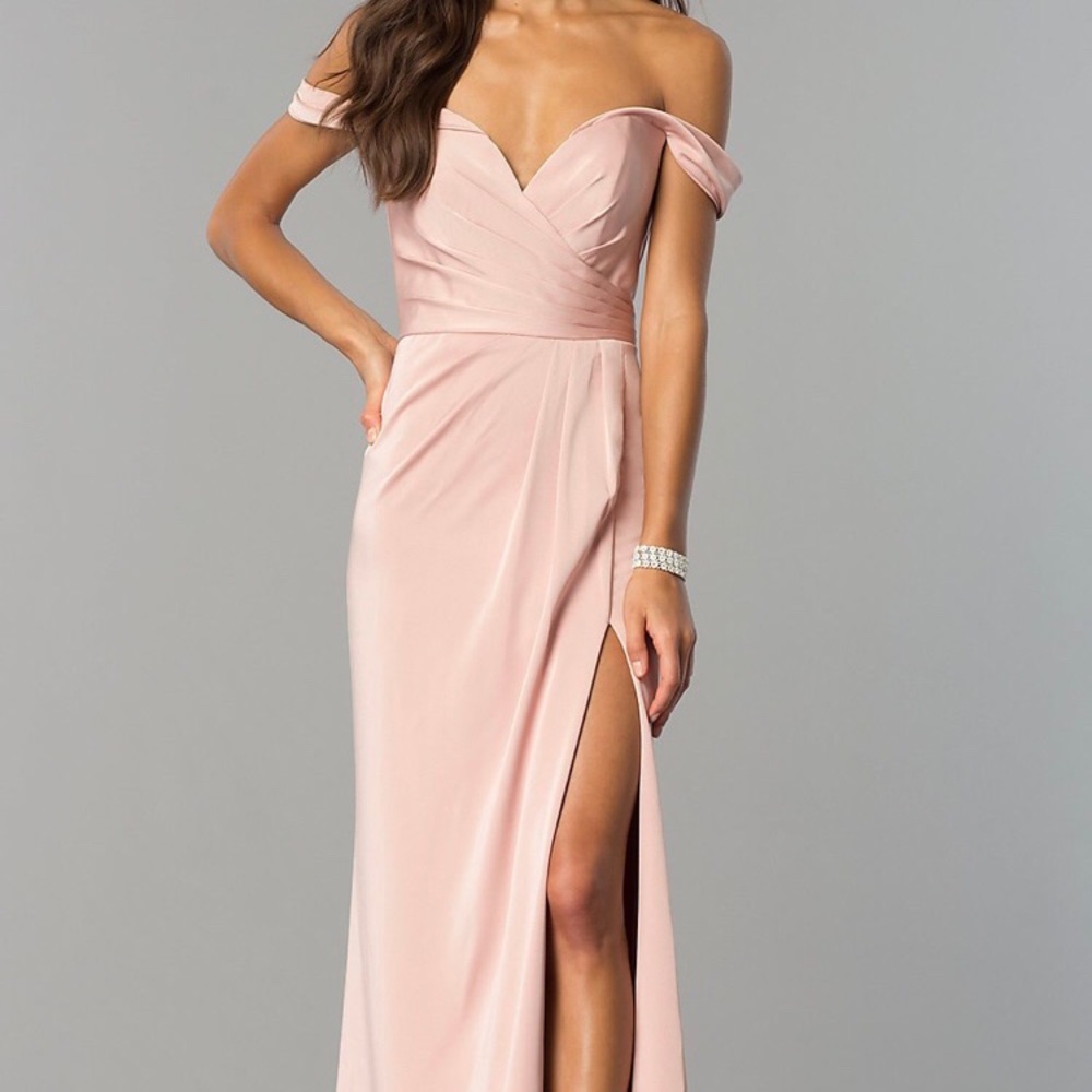Off-Shoulder Blush Pink Evening Gown